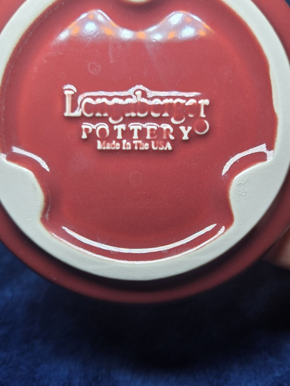 Longaberger Pottery Woven Traditions Salt Crock with Lid Paprika Red 1 Pint USA - Picture 3 of 5